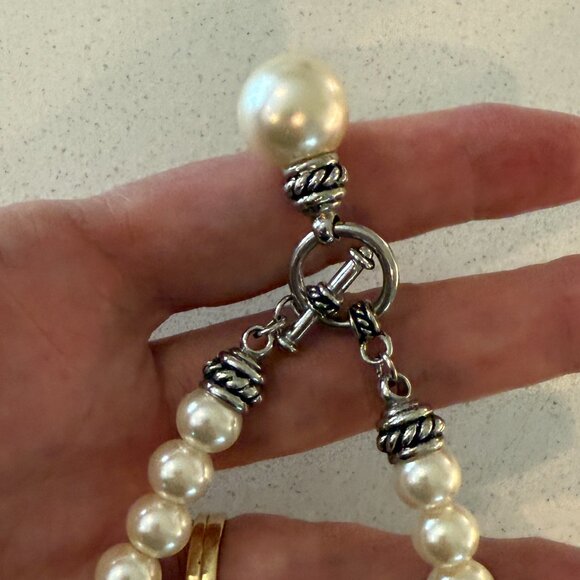 VINTAGE WHITE GLASS PEARL CONVERTIBLE NECKLACE - Picture 2 of 9